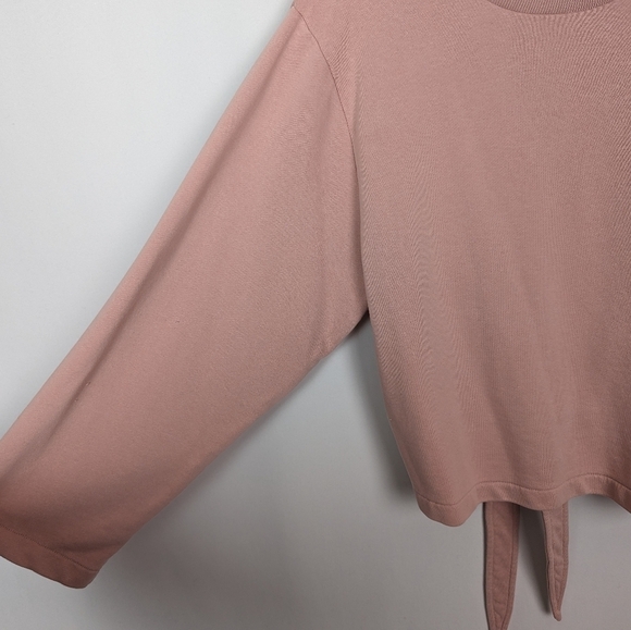 VARLEY L Light Pink Weymouth Tie Open Back Crewneck Pullover Sweater Terry Knit - Picture 10 of 16